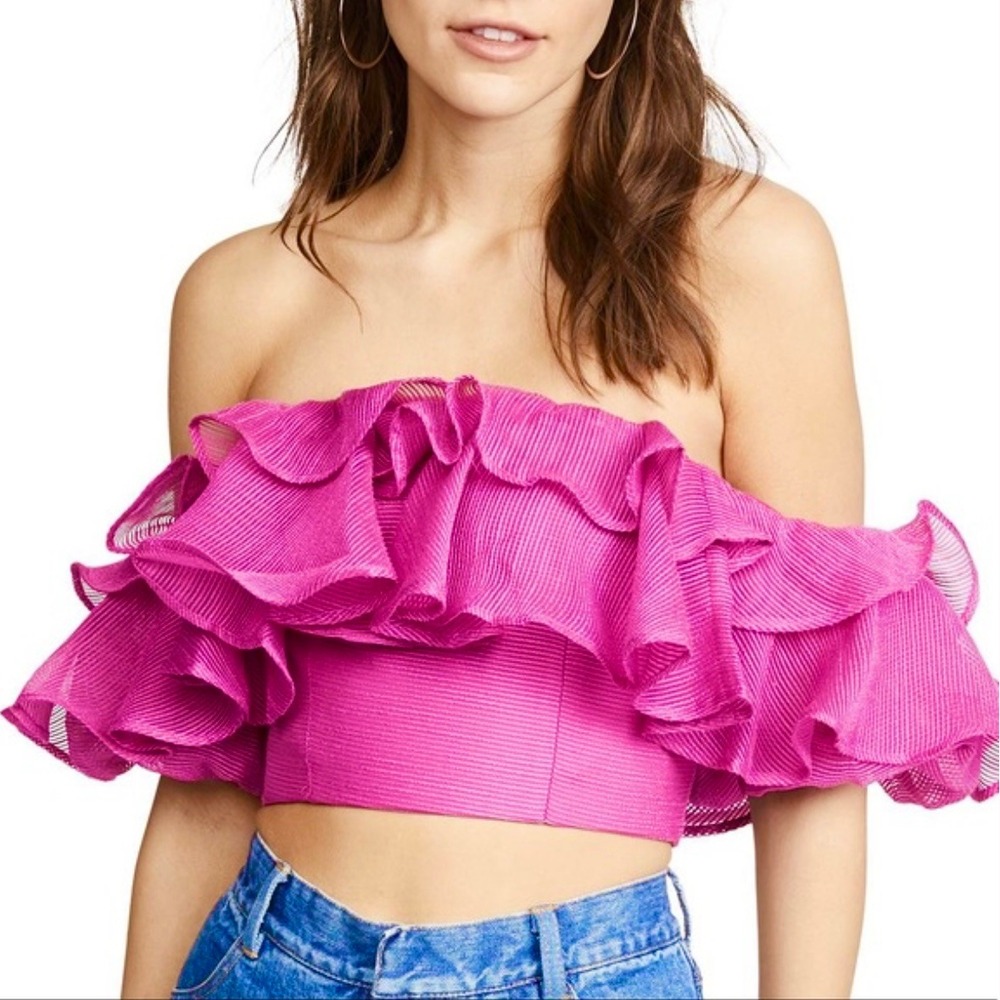 Keepsake The Label Only Love Ruffle Bustier crop Top Size S
Magenta‎ pink